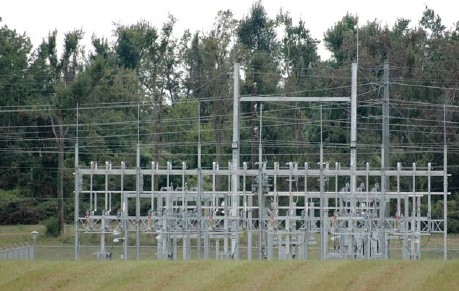 Composite pole used for a 69kV transmission switch pole connection into a distribution substation