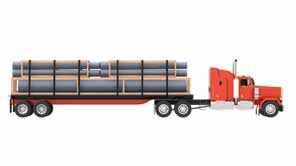 Diagram of a transport truck loaded with utility poles