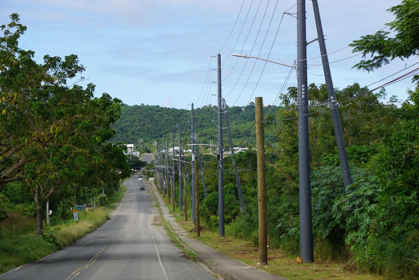 A line of RS FRP composite utility poles installed in the U.S. Virgin Islands