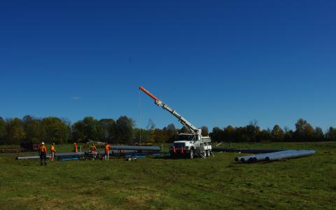 RS poles being assembled