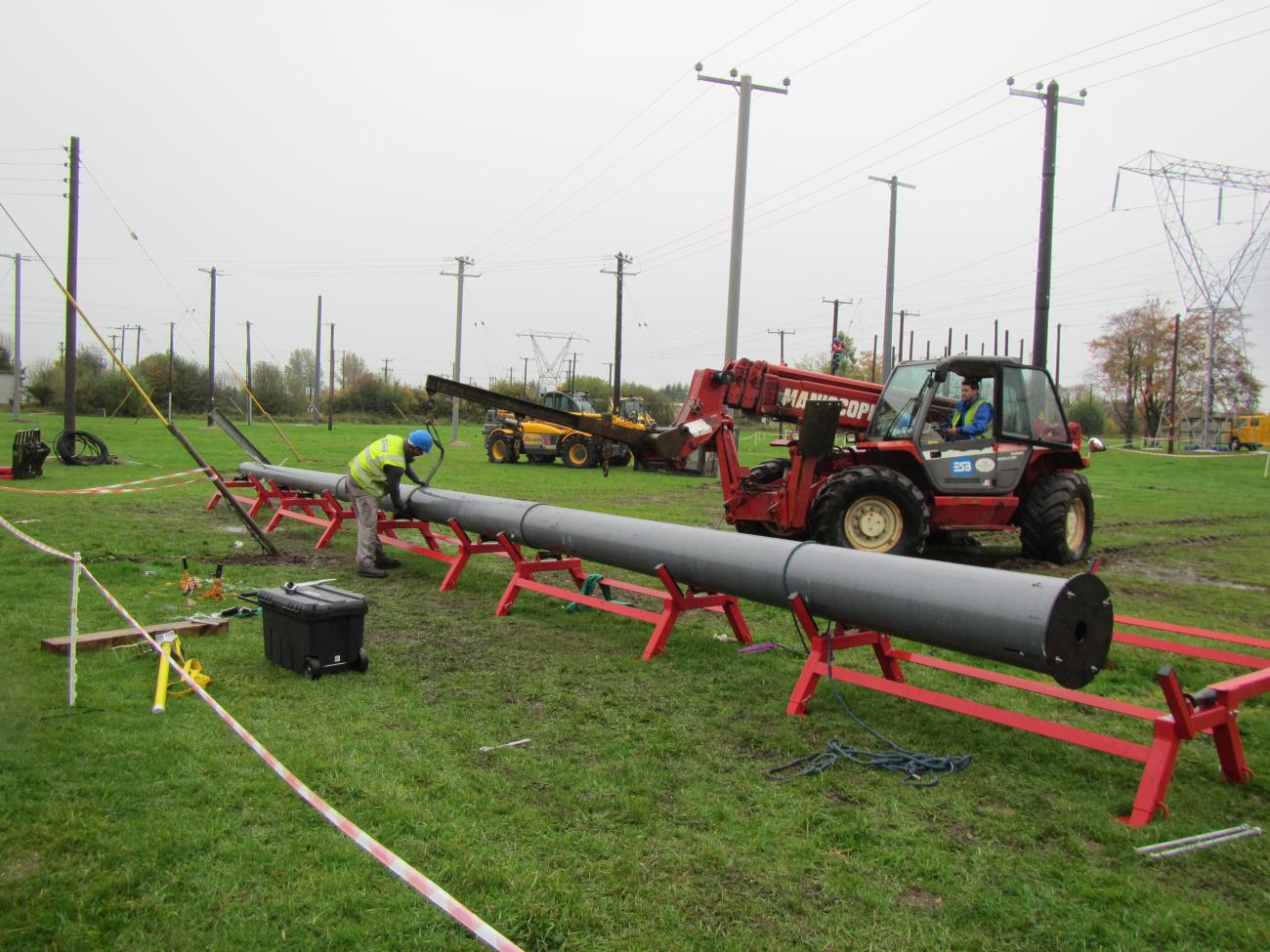 RS pole being assembled